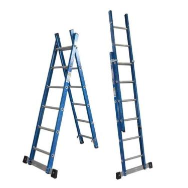 Imagem de Escada em Fibra Tesoura Extensível 6x10 Degraus 1,90x3,20m Premium Wbe