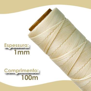 Imagem de Cordão Encerado 1mm - Fio Cordone Bege Claro - 100 Metros - Nybc