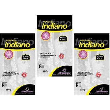 Imagem de Hene em Gel Divina Dama Indiano 03x180gr Preto Forte (Preto Azulado) P
