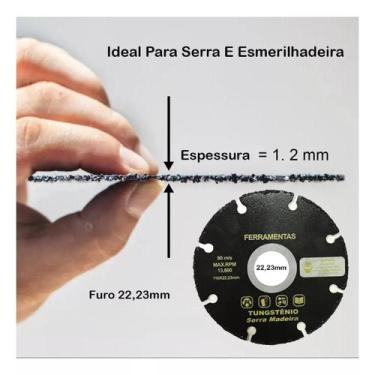 Imagem de Disco de Serra Tungstênio Madeira Para Esmerilhadeira 22,23mm Alta Qua