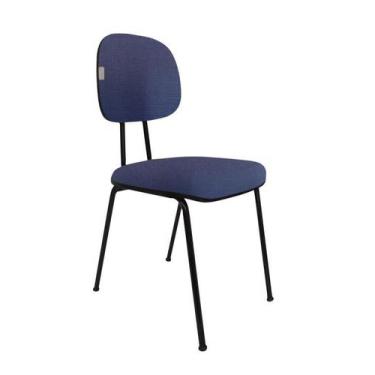 Imagem de Cadeira Fixa Secretaria Bolt - Maiart, Tecido J.Serrano, Azul/Preto