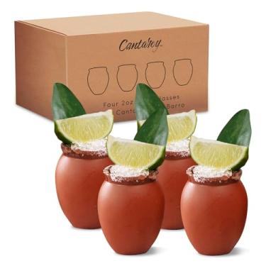 Imagem de CANTAREY Cantaritos de Barro de 59 ml – Conjunto de 4 mini atiradores de Cantaritos – Copos de shot fofos para tequila – Fiesta mexicana Jarritos de Barro Mexicanos