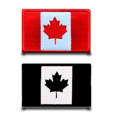 Imagem de 2 peças de patch de folha de bordo canadense CA patch tático militar bandeira do Canadá, gancho profissional bordado para mochilas, bonés, colete, roupas, uniforme, bolsas, jeans, chapéus