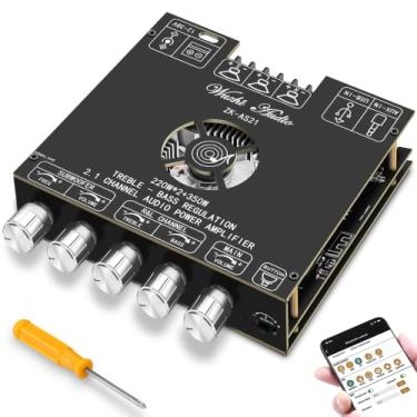 Imagem de MakerHawk Placa Amplificadora de Potência Bluetooth Estéreo - Hifi 2.1 Canais 2X220W + 350W Placa Amplificadora de Áudio Bluetooth 5.1 12-38V Módulo Amplificador de Potência Digital Controle de Subwoo