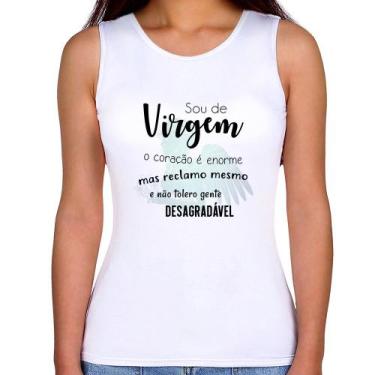 Imagem de Regata Feminina Sou de Virgem - Foca na Moda, Branco, GGG