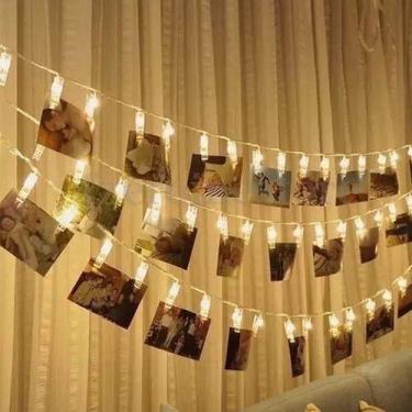 Imagem de Varal De Fotos Cordão Luminoso 3m Pregador 20 Leds - oem