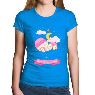 Imagem de Baby Look Algodão Mãe de uma menina - Foca na Moda, Azul, GGG