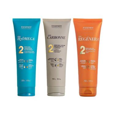 Imagem de Kit Cronograma Profissional Essendy Carbonne, H2omega, Regenera