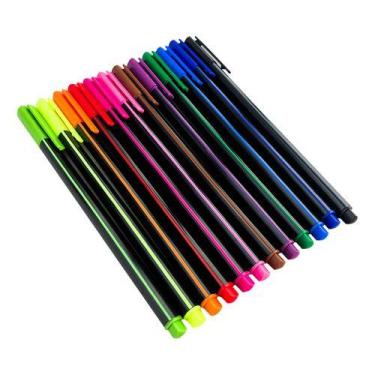 Imagem de Caneta Hidrográfica 12 cores Fineliner Kaz Ponta Fina 0.4mm