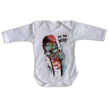 Imagem de body nenê criança roupa bebê manga longa Zombie use Cérebro - Empório 