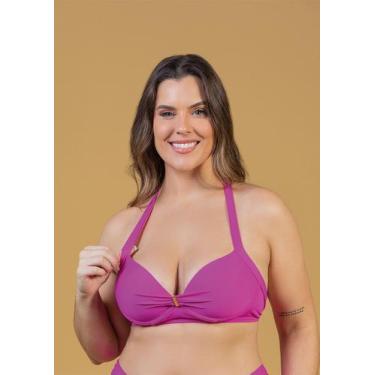 Imagem de Top Biquíni Borboleta Liso - Cor de Cacau, 50, Pink power
