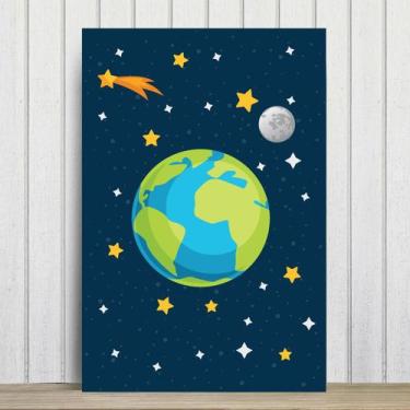 Imagem de Placa Decorativa Infantil MDF Sistema Solar Terra 30x40cm - Quartinhos