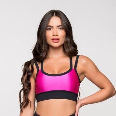 Imagem de Top Fitness Poliamida com Detalhe nas Costas Cruzada Rosa Pi - LOT FIT