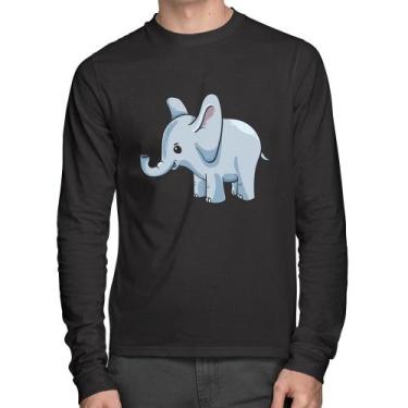 Imagem de Camiseta Algodão Elefante Bebê Manga Longa - Foca na Moda, Preto, P
