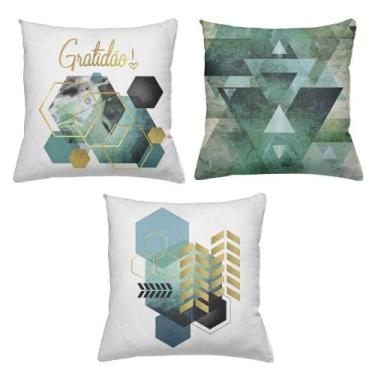 Imagem de Kit 3 Almofadas Decorativas Cheias 40 x 40 GratidãoOuro - Deluzz