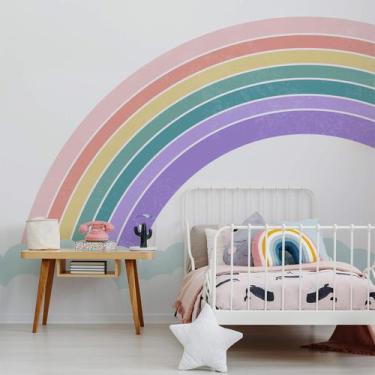 Imagem de Papel de Parede Quarto de Menina Arco-íris Colorido 9m² - Quartinhos