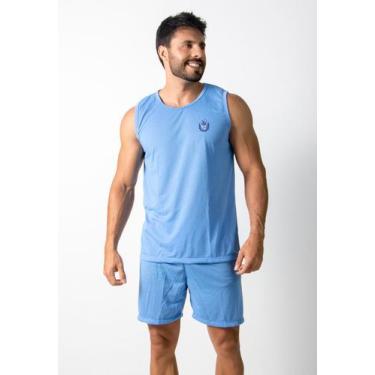 Imagem de Pijama Masculino Basico Regata Liso Adulto Rlc Modas, Azul claro, G
