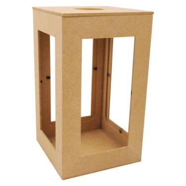 Imagem de Luminária para Vela com Vidro 14,5x14,5x25,5 Mdf Madeira - ATACADÃO DO