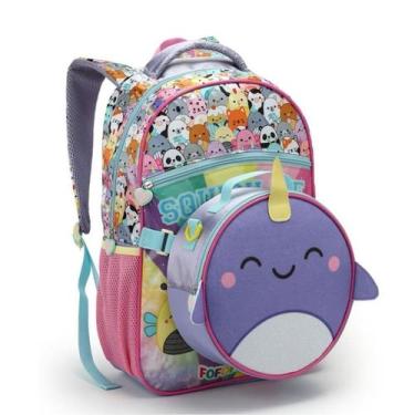 Imagem de Kit Mochila Infantil Juvenil Escolar Menina Com Lancheira Grande Resis