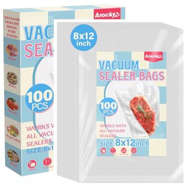 Imagem de Sacos seladores a vácuo para alimentos, 100 litros 20,3 x 30,5 cm, saco de vedação a vácuo, sem BPA, pré-cortados para armazenamento, preparação de refeições ou Sous Vide, grau comercial, resistente