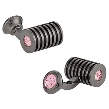 Imagem de Abotoaduras de cristal com caixa de apresentação Cuff-Daddy Gunmetal Light Rose Swarovski