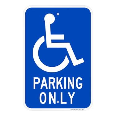 Imagem de SmartSign Placa de estacionamento Basics Handicap | 30,5 cm x 45,7 cm ACM refletivo de grau de engenheiro, placas de estacionamento reservadas apenas para deficientes, feita nos EUA