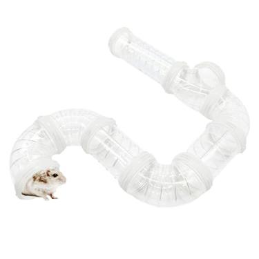 Imagem de Tfwadmx Brinquedo de tubo de hamster faça você mesmo com gaiola sortida, exercício de túnel de playground para rato, hamster e outros animais pequenos - branco