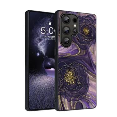 Imagem de YOVIAKK Capa para Samsung Galaxy S25 Ultra, Slim Fit Brilha no Escuro Luminosa Híbrida Rígida Policarbonato TPU Macio À Prova de Choque Capa Protetora contra Quedas Galaxy Ultra S25 2024 Roxo Dourado