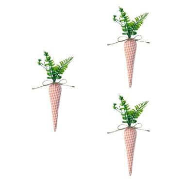 Imagem de rockible 3 peças decorações de cenouras de páscoa artesanato brinquedo folhas artificiais diy enfeites de cenouras de páscoa para estante de jardim de fazenda, Grade Laranja