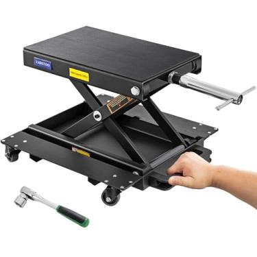 Imagem de LMRSTOO Macaco para Motocicleta de 1200 Lbs com Dolly, Suporte de Elevação de Motocicleta para Atv de Bicicleta Suja, Macaco de Tesoura com Manivela para Bicicletas, Reparo de Garagem, Guindaste, Chav