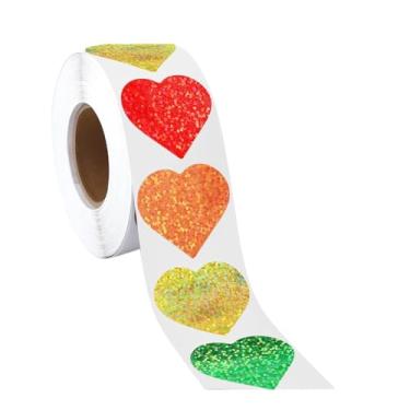 Imagem de oshhni Adesivo selo coração adesivos rolo 8 cores design decorativo etiqueta de papel adesivos cartão fazendo para aniversário dia dos namorados