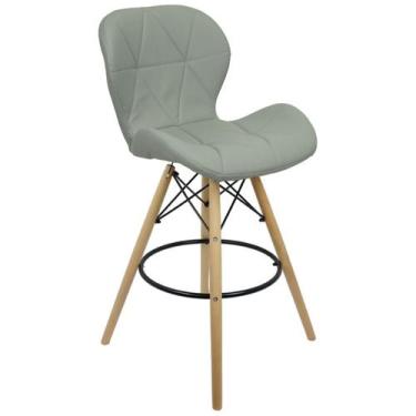 Imagem de Banqueta Slim Eiffel Wood Estofada - Lianto Decor, Cinza