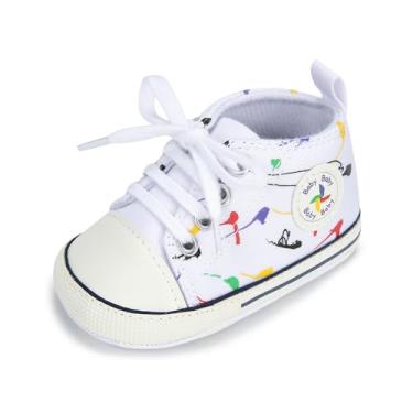 Imagem de BEIDI Sapatos para bebês meninas meninos 0 a 18 meses, presentes essenciais exclusivos para bebês, unissex para recém-nascidos, sem cadarço, sola macia, cano alto, tênis de caminhada, A00-branco, 0-6