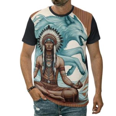 Imagem de Camiseta Cacique Indígena Chefe De Tribo Xamã Sábio Lobos - Darkwood, 