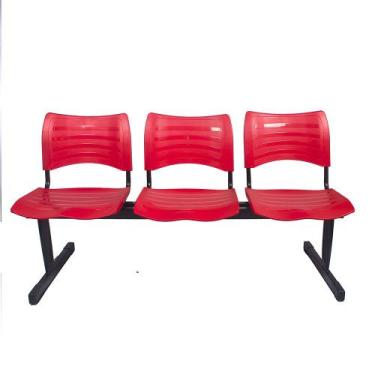 Imagem de Cadeira Longarina Iso Turim 3 Lugares Vermelha - PopMov