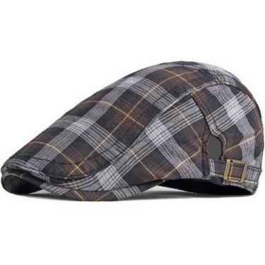 Imagem de Boina Plana Xadrez Design Italiana Pintor Casual Boné Unissex Moda Pri