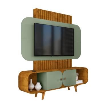 Imagem de Rack com Painel Home Embaú Estante Para Tv 75" Naturalle Pistache Bechara