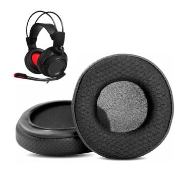 Imagem de HTINDUSTRY Almofadas de substituição compatíveis com MSI DS502 DS-502 DS501 Fones de ouvido com couro respirável/tecido durável e espuma viscoelástica
