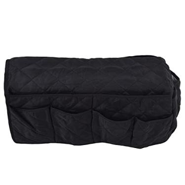 Imagem de QANYEGN Bolso para suporte remoto de sofá, organizador de apoio de braço de sofá, organizador de armazenamento de cabeceira para controles remotos de TV, livro, revistas (Preto)