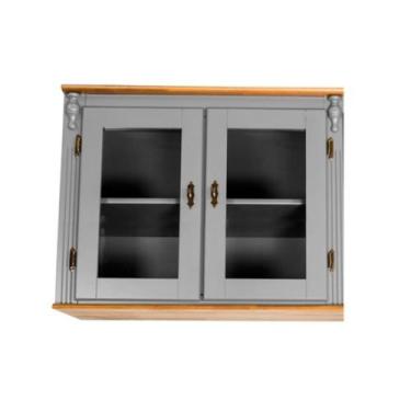 Imagem de Armario Aereo Madrid 2 Portas Vidro - Meyer Móveis, Cinza Laca com Imb