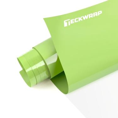 Imagem de TECKWRAP Vinil de transferência de calor verde limão - 30,5 cm x 1,8 m verde HTV para camiseta, aparência de vestuário