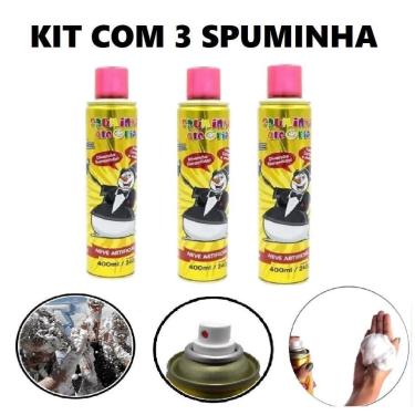 Imagem de Neve Artificial 3 Latas Spray Espuma Carnaval Slime Alegria