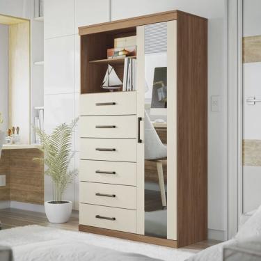Imagem de Multi-Cômoda 1 Porta 6 Gavetas Marabá com Espelho