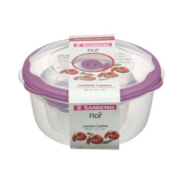 Imagem de Conjunto 3 Potes Redondos Com Válvula De Vapor Flor Sanremo