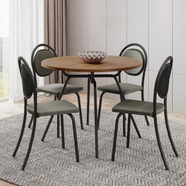 Imagem de Conjunto Sala de Jantar 4 Cadeiras Nolita Carraro Fre/Pre/Gra