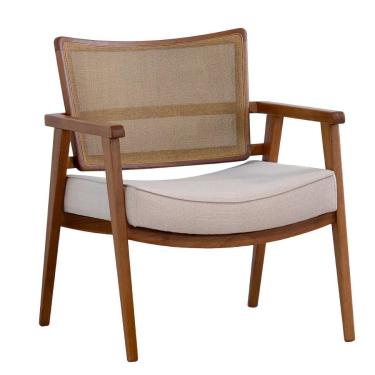 Imagem de Poltrona Dunas Encosto Tela Algodão Bege e Amêndoa