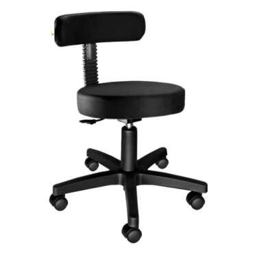 Imagem de Cadeira Mocho Profissional, Giratória 360°, Altura Ajustável, Estofada em Espuma Injetada, Preta