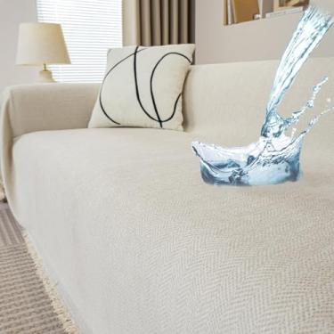 Imagem de Waterproof Couch Cover, Large Anti-Scratch and Wrinkle-Resistant Sofa Cover, Easy to Remove and Wash Sofa Cover, Pet-Friendly Wear-Resistant Sofa Cover for Living Room(White,71 * 165in)