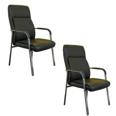 Imagem de Kit 02 Cadeiras Fixas Partner Estofada Preta B.Hoff Mobile