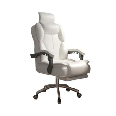 Imagem de Cadeira de Escritório Cadeira de jogos confortável para casa Poltrona sedentária com encosto alto para quarto Cadeira giratória Sofá Assento Cadeira de escritório Cadeira Gamer(Branco)
